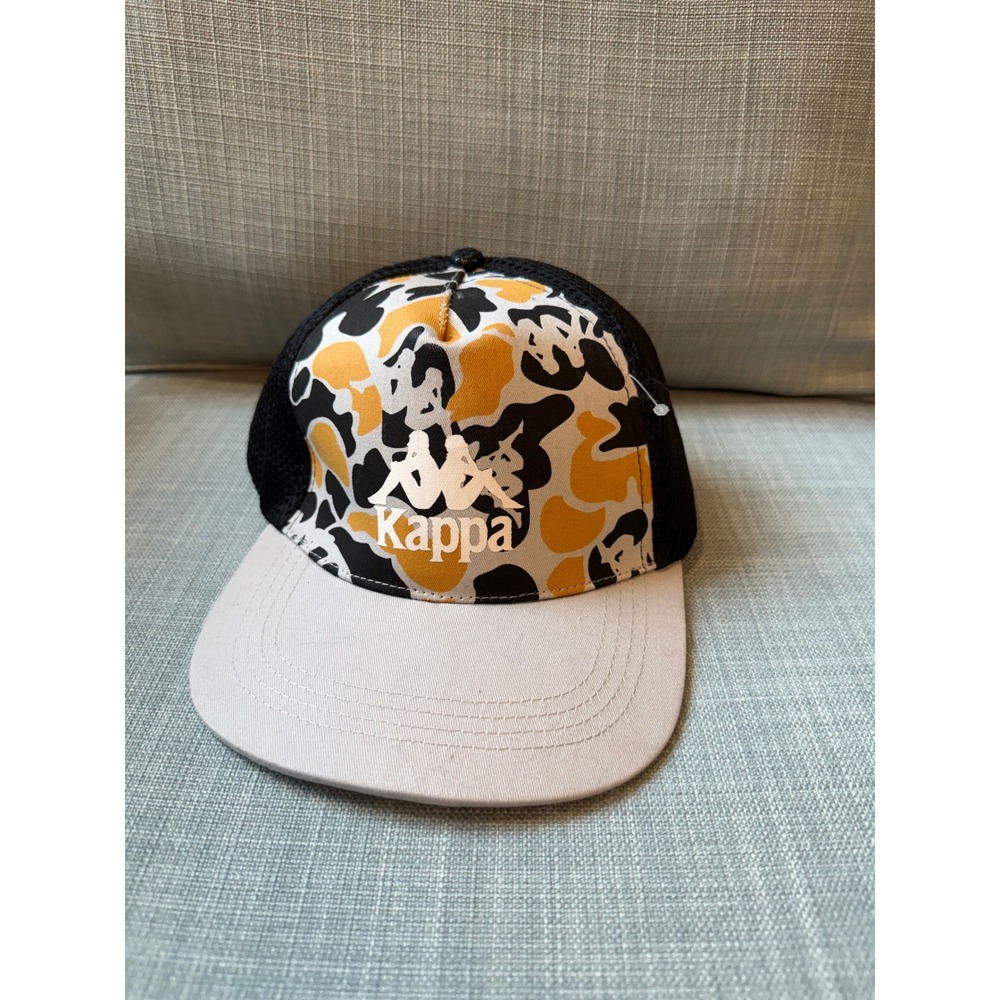 Kappa Camo Trucker Hat Mens Yellow Black White Mesh Snapback Omini Logo Cap